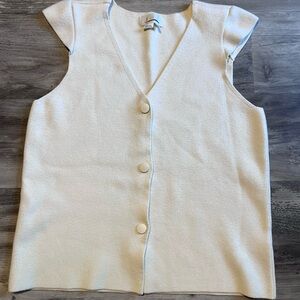 Anthropologie Cream Button-Front Tank Top